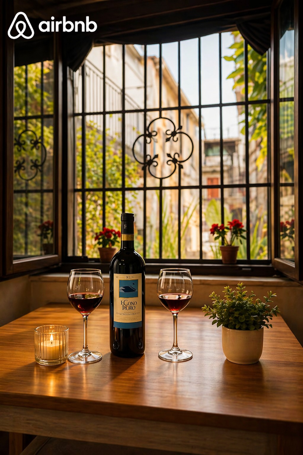Romantic table setting by the window